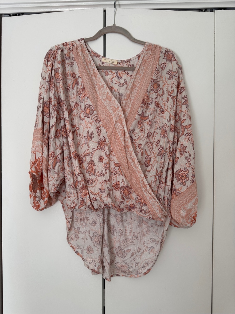 Boho Floral Wrap Blouse in Dusty Rose
